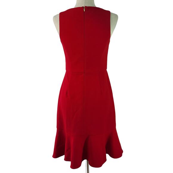 Trina Turk Red Sleeveless Dress Flounce Hem Skirt Size 2 - Picture 3 of 6